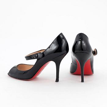 CHRISTIAN LOUBOUTIN, a pair of patent leather shoes, "Mary Janes". Size 37.