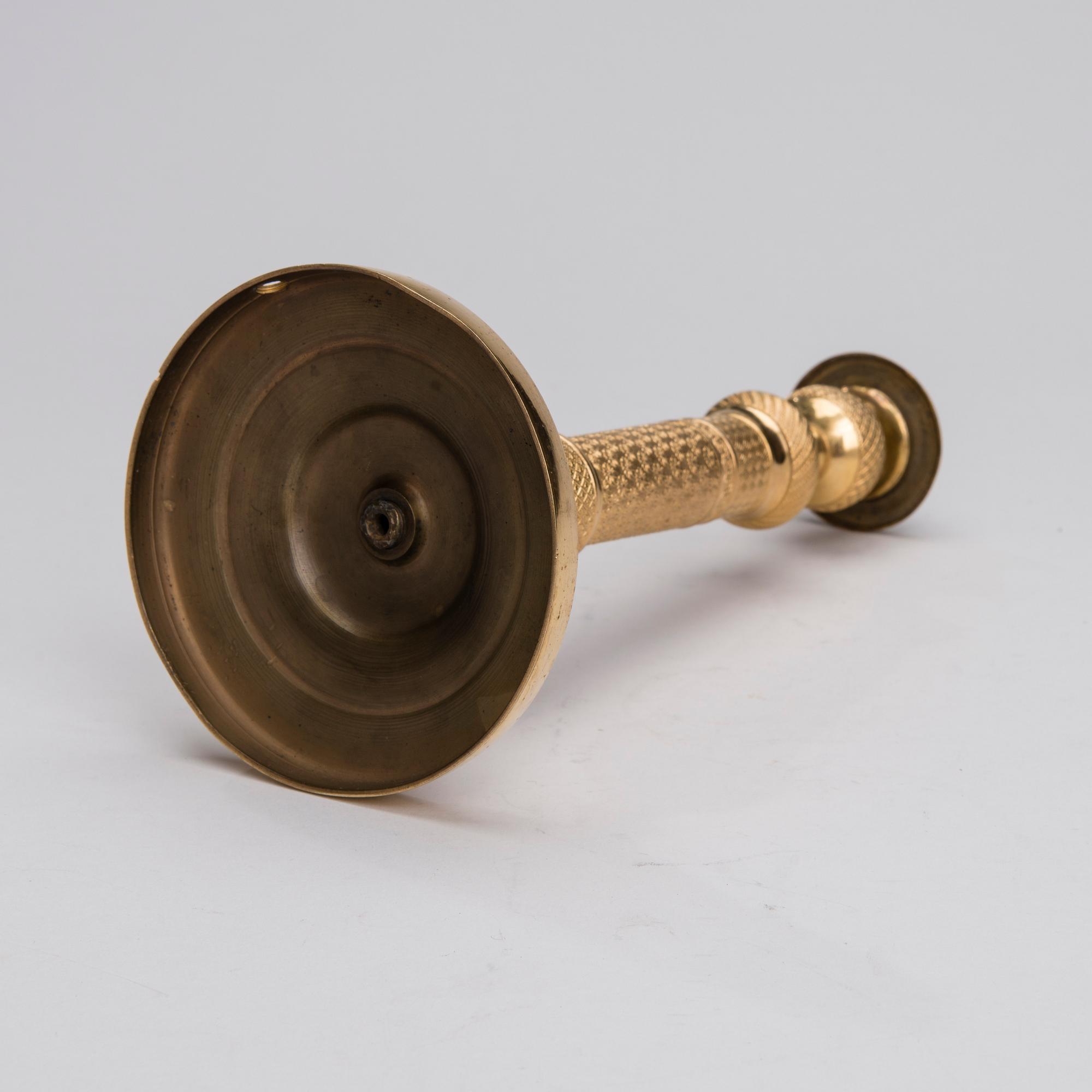 LJUSSTAKE, empire, brännförgylld mässing, 1800-talets början.