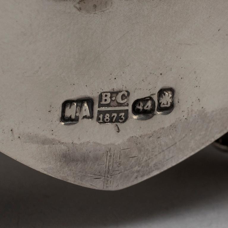 A Russian 19th century silver ink-stand, unidentified, Moscow 1873.  unidentified maker's mark, assayer Viktor Savinkov.