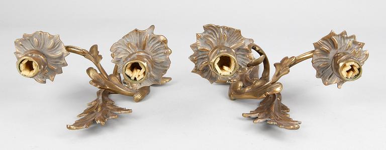 VÄGGAPPLICKER, ett par, mässing, 1800-tal.