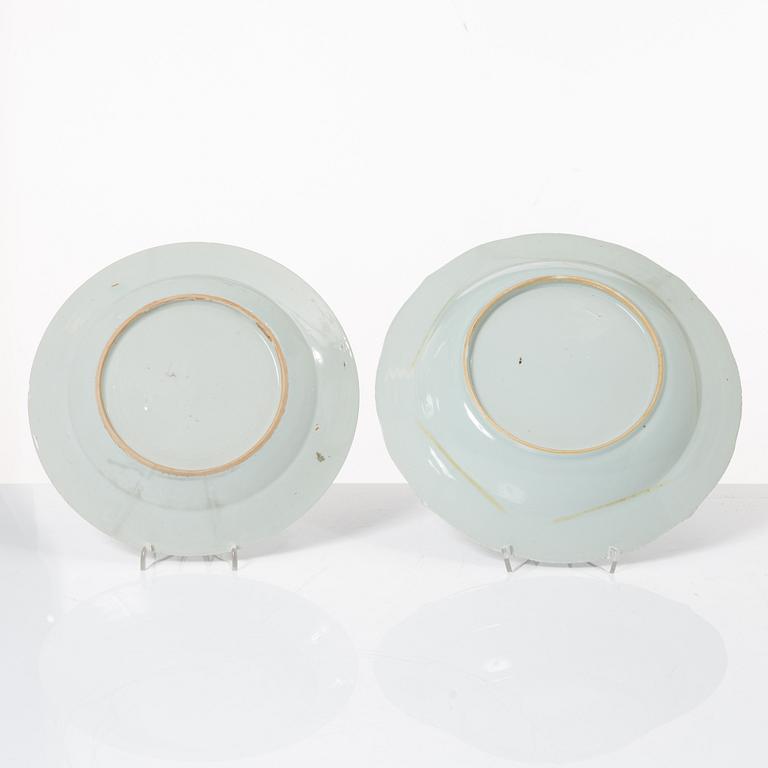 15 porcelain plates, China, Qing dynasty, Qianlong 1736-95.