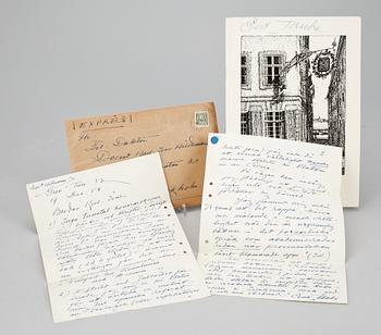 BREV samt MENY, Evert Taube, 1956 respektive 1960/ 1970- tal.