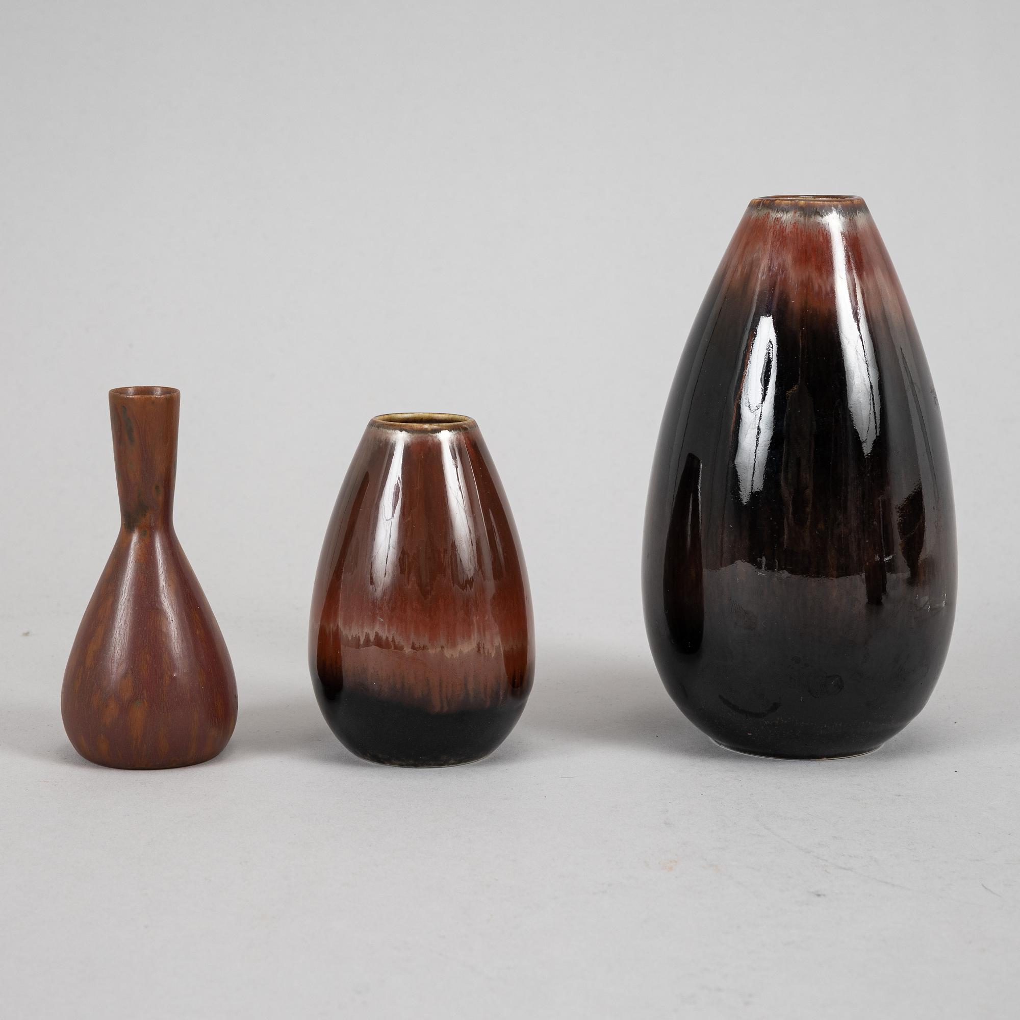 Two bowls, and five vases by Carl-Harry Stålhane, stoneware, Rörstrand.