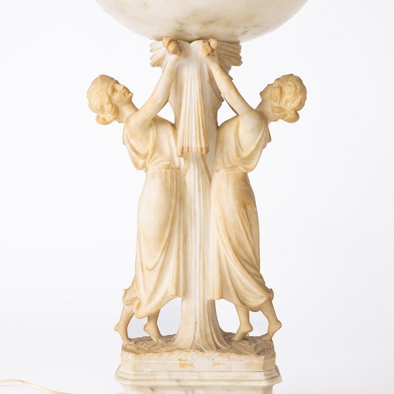 A table lamp on a pedestal, early 20th Century.