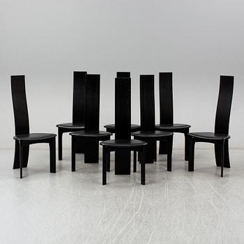 Eight chairs 'Iris' designed by Bob van den Berghe, Tranekær Furniture, Denmark, 1982.