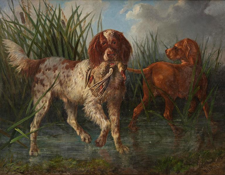 Carl Fredrik Kiörboe, Hunting dogs on duck hunting.