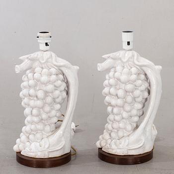 A pair of mid 20th century ceramic table lamps, Firenze Italy.