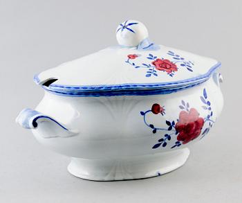 TERRIN MED LOCK, porslin, Rörstrand, sekelskiftet 1900.