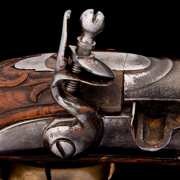 An European flintlock pistol, latter half of the 18th century.