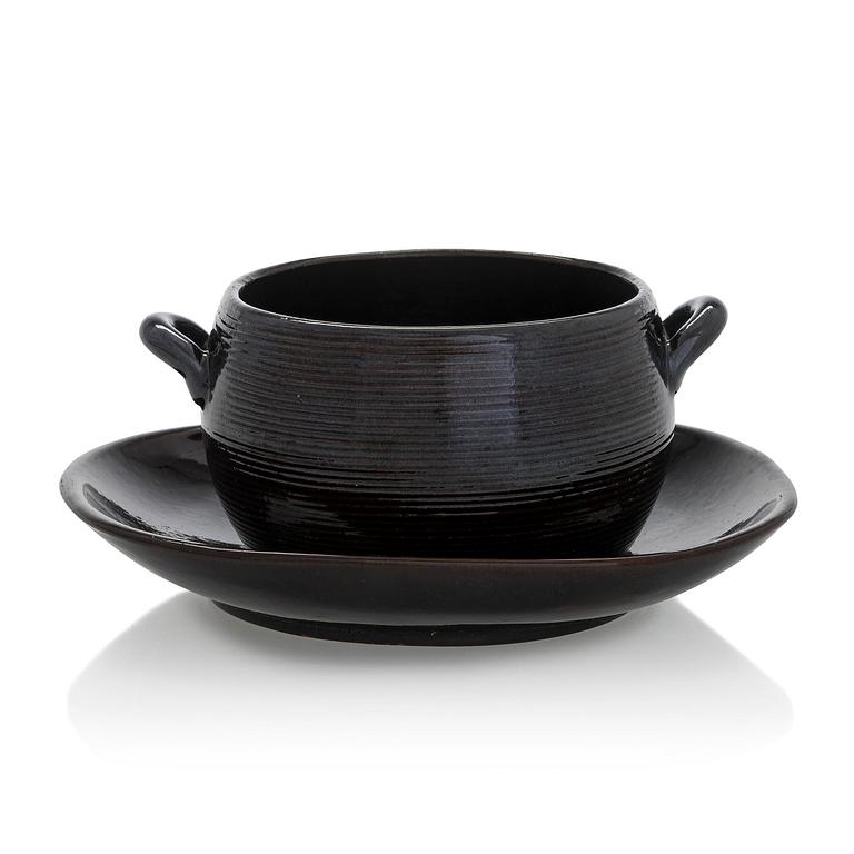 Marita Lybeck, A redclay bowl and plate, signed ML.