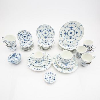 Coffee service 25 pcs "Musselmalet Riflet" Royal Copenhagen Denmark porcelain 1957-1973.