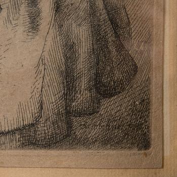 REMBRANDT HARMENSZ. VAN RIJN, etching, later print probably by Basan.