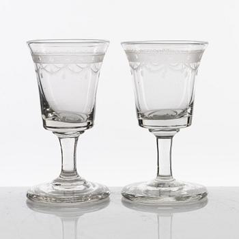 A set of eight wine glasses, 19th Century.