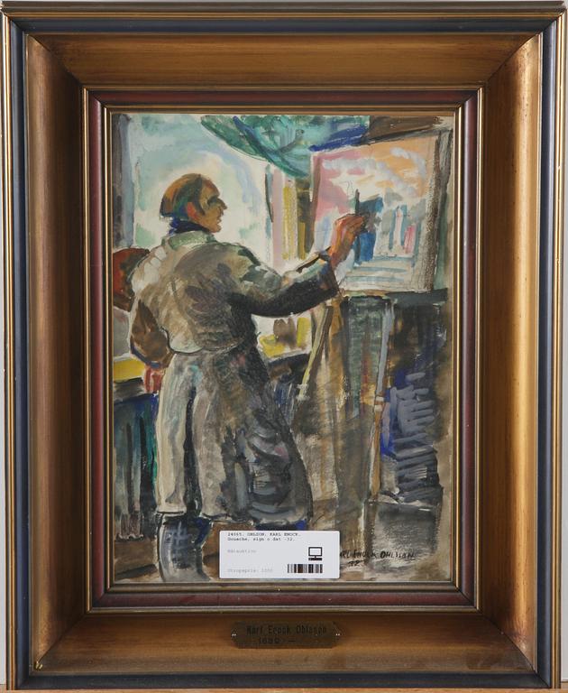 OHLSON, KARL ENOCK. Gouache, sign o dat -32.