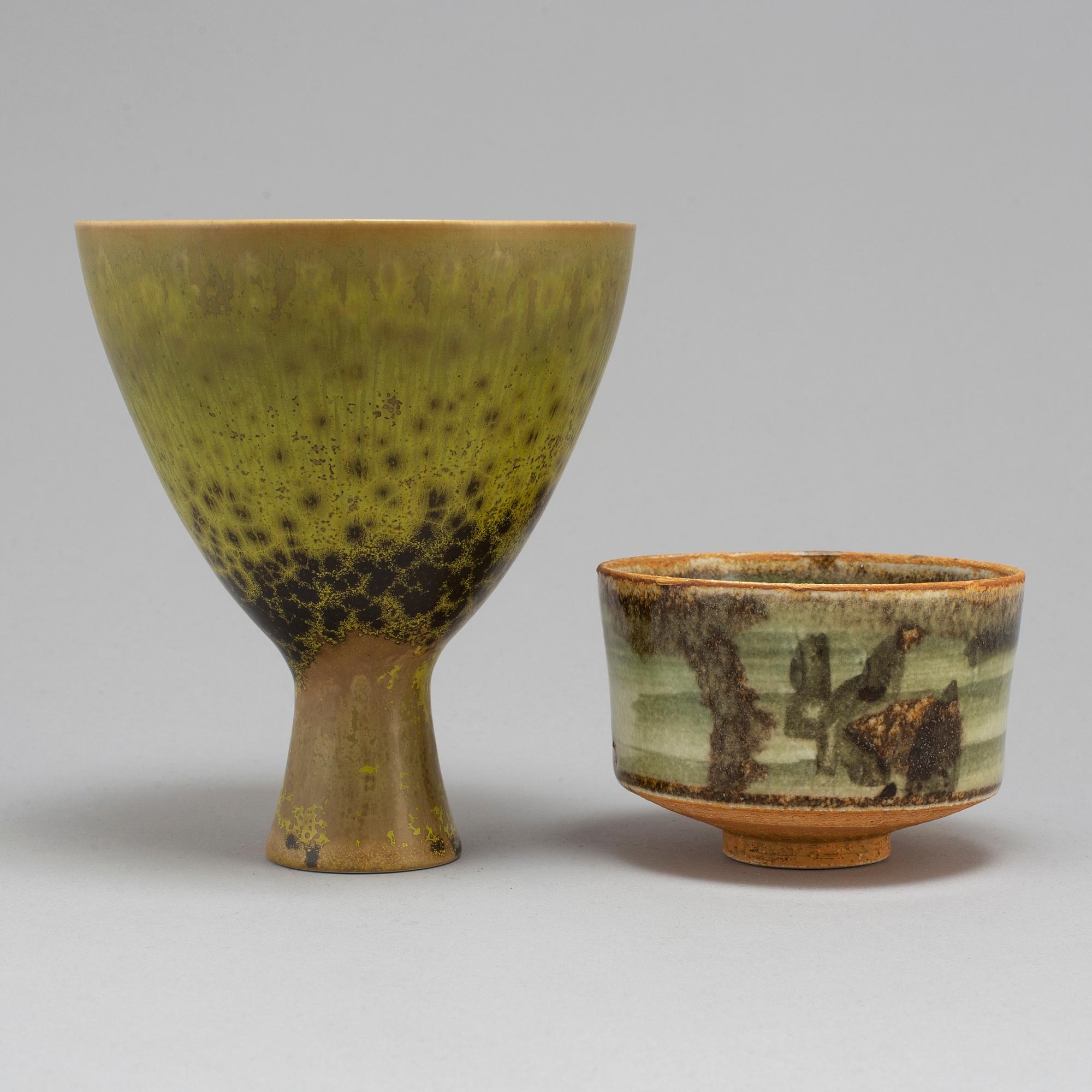 CARL-HARRY STÅLHANE, a unique bowl and vase, Rörstrand.