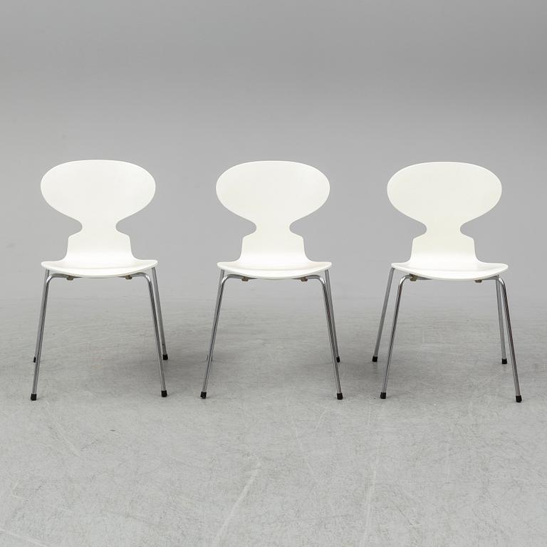 ARNE JACOBSEN, three 'Ant' chairs from Fritz Hansen, Denmark.