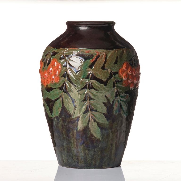 Hilma Persson-Hjelm, a glazed earthenware art nouveau vase, executed in her own studio, Arvika 1913. No 2241.