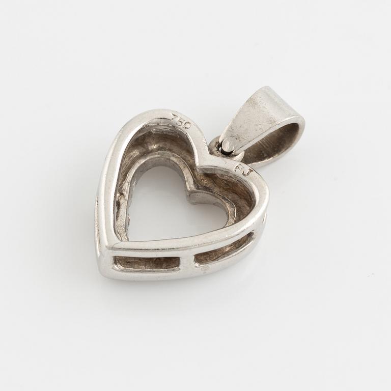 White gold and brilliant cut diamond heart pendant.