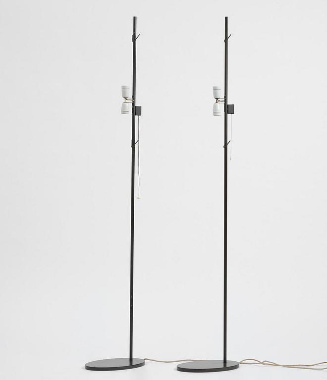 Arne Jacobsen, a pair of "AJ Royal" floor lamps, Louis Poulsen, Denmark, 1960s.