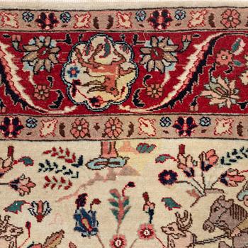 An oriental, figural rug, c. 230 x 145 cm.