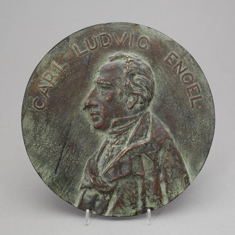 FELIX NYLUND, plakett, patinerad koppar, signerad, Finland.