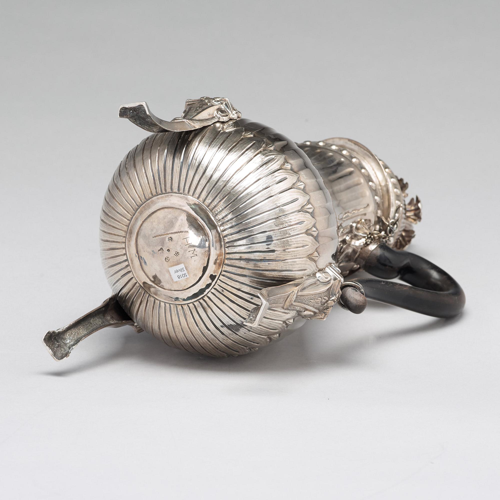 A Belgian 18th century silver coffee-pot, unidentified makers mark, Moms 1784.