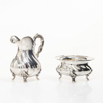 Coffee and tea service, 4 pieces, silver, Rococo style, Germany, 20th century.