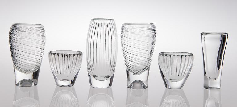 TAPIO WIRKKALA, VASES, 6 pcs, Löytö-series. 1950s.
