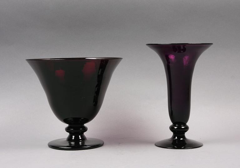 VAS samt SKÅL, glas, sent 1800-tal.