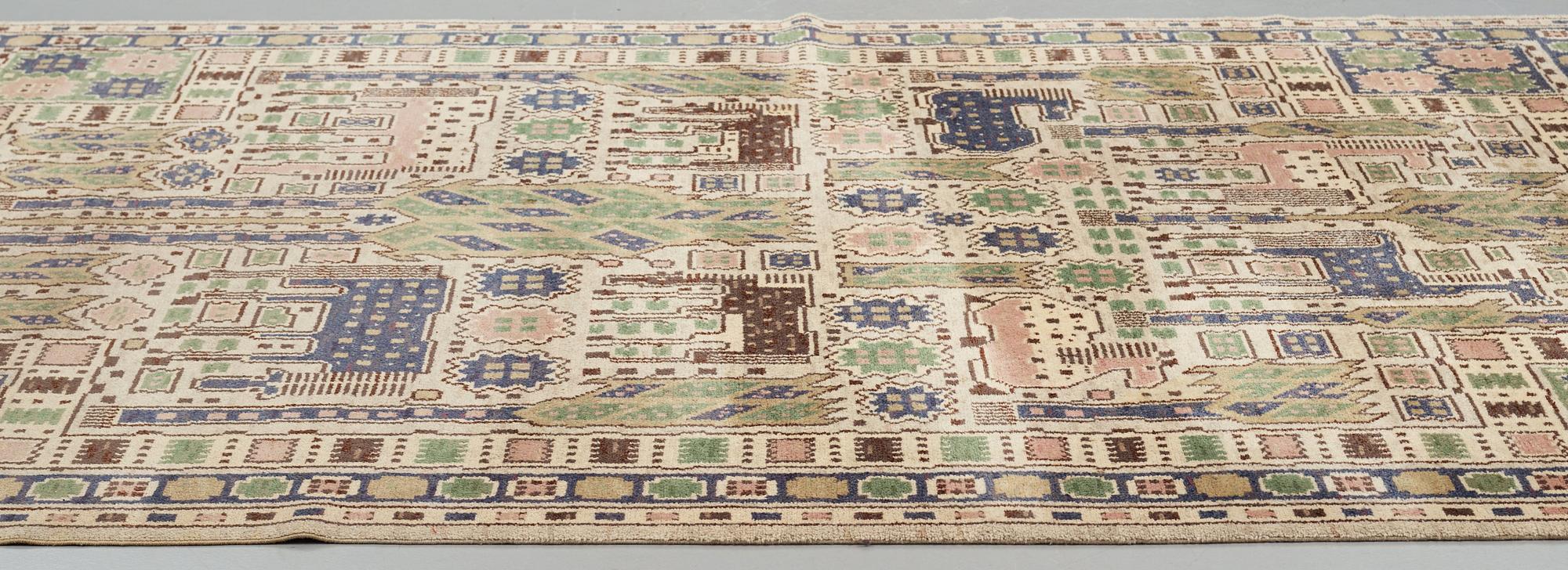 Märta Måås-Fjetterström, A carpet, "Hästhagen", knotted pile, ca 329,5-331,5 x 222,5-224 cm, signed AB MMF.