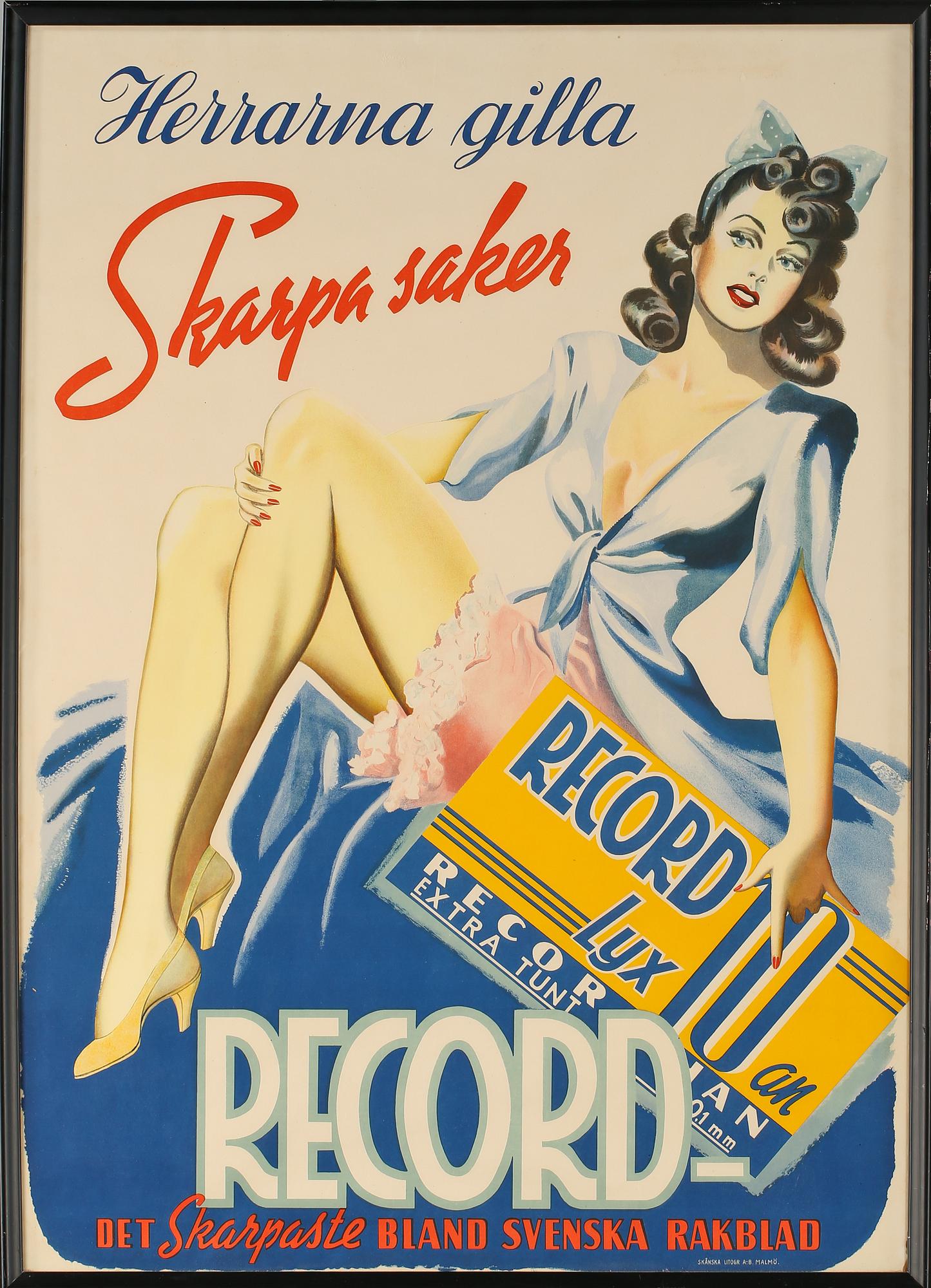 REKLAMAFFISCH, litografiskt tryck, Skånska litogr A:B, Malmö, 1900-talets andra hälft.