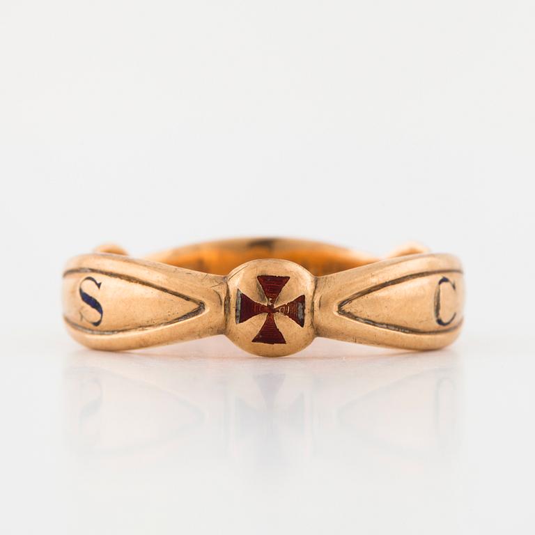 RING, guld, frimurarorden, John Pettersson,Stockholm, 1921.