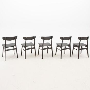 A set of five Farstrup 1960s dining chairs.