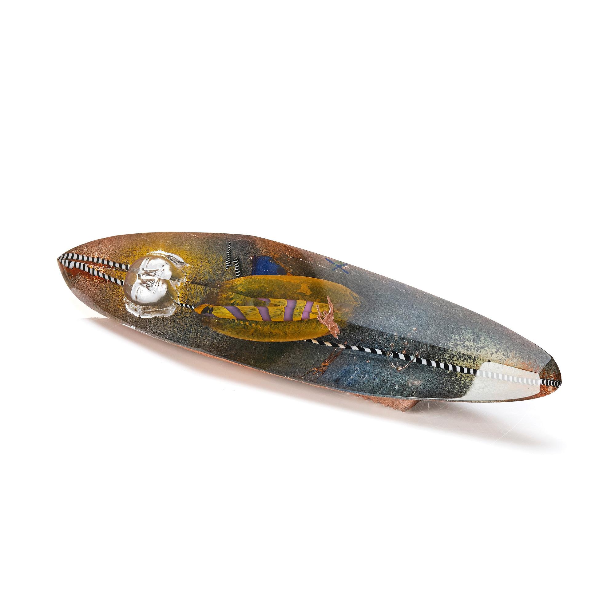 Bertil Vallien, a sandcast glass sculpture of a boat, Pilchuck, 1985.