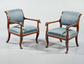 KARMSTOLAR, ett par, empire, 1800-talets första hälft.