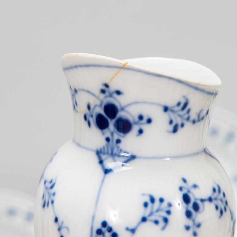 A 73-piece 'Blue Fluted Plain' porcelain tableware set, Copenhagen, Denmark, mostly 1940s-60s.