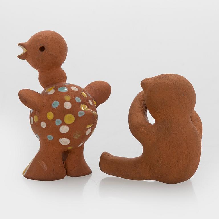Marita Lybeck, Two red clay figurines, signed ML.
