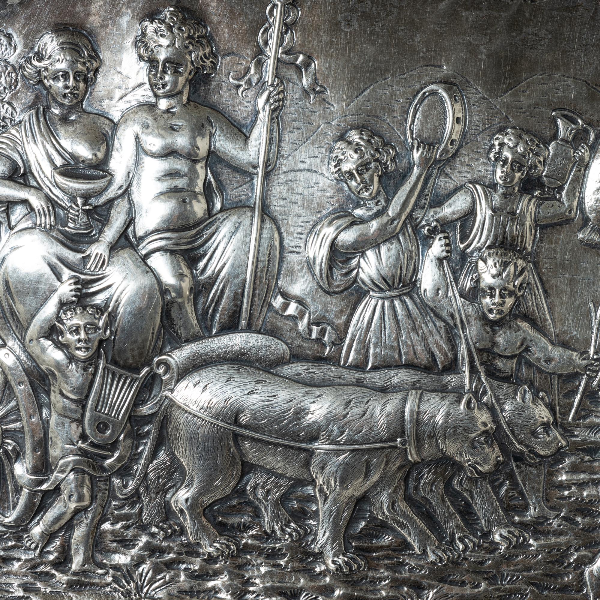 Presentation plate, silver, Baroque style, pseudo-hallmarks, circa 1900.