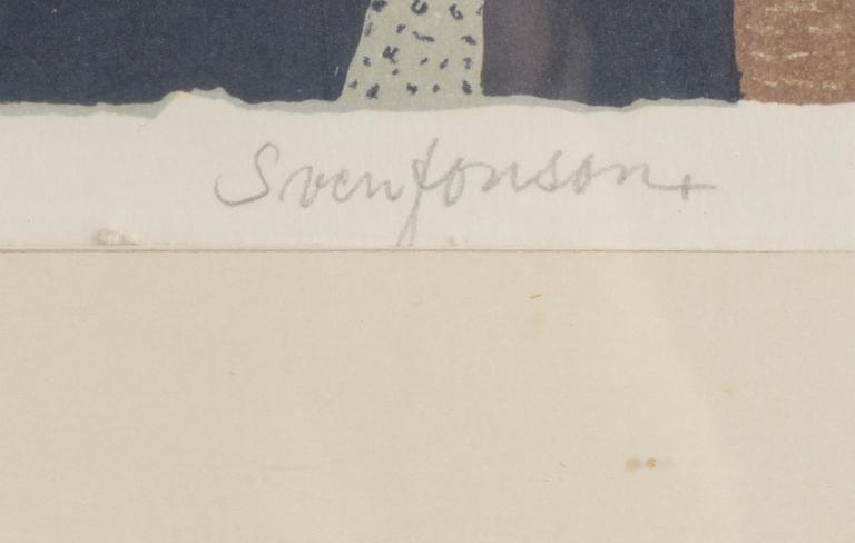 SVEN JONSON, färglitografi, signerad, onumrerad.