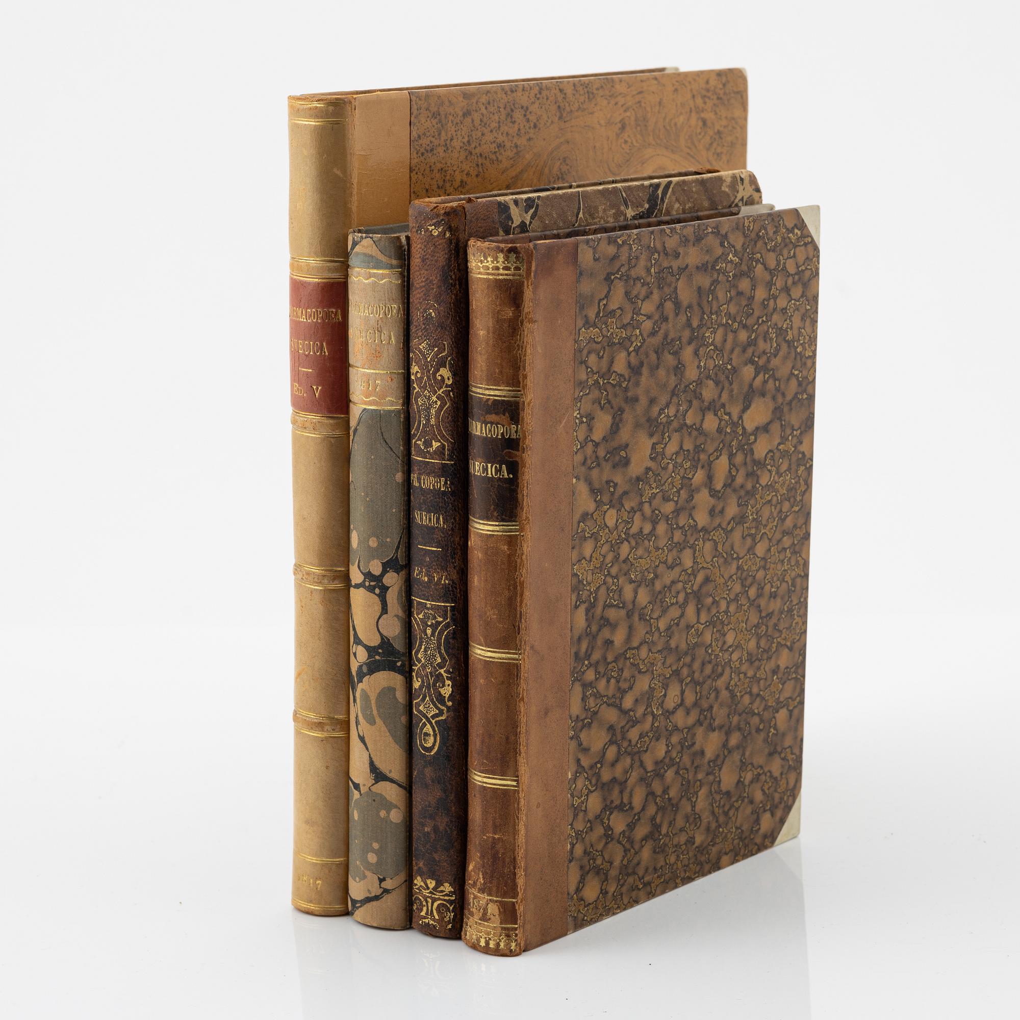 Four Swedish pharmacopoeiae of the 19th century.