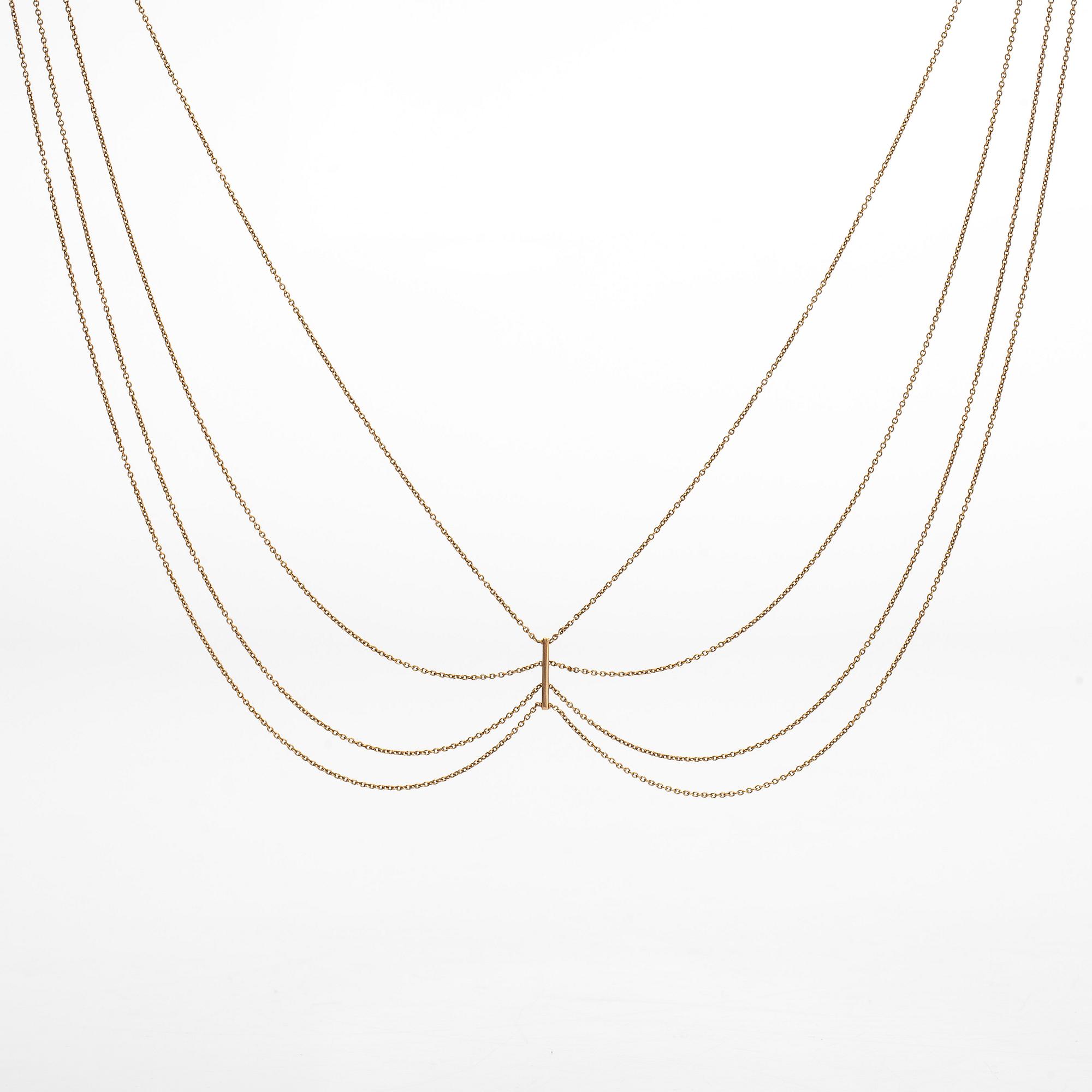 An 18K gold necklace, clasp with a citrine and pearls, Swedish hallmarks 1920.