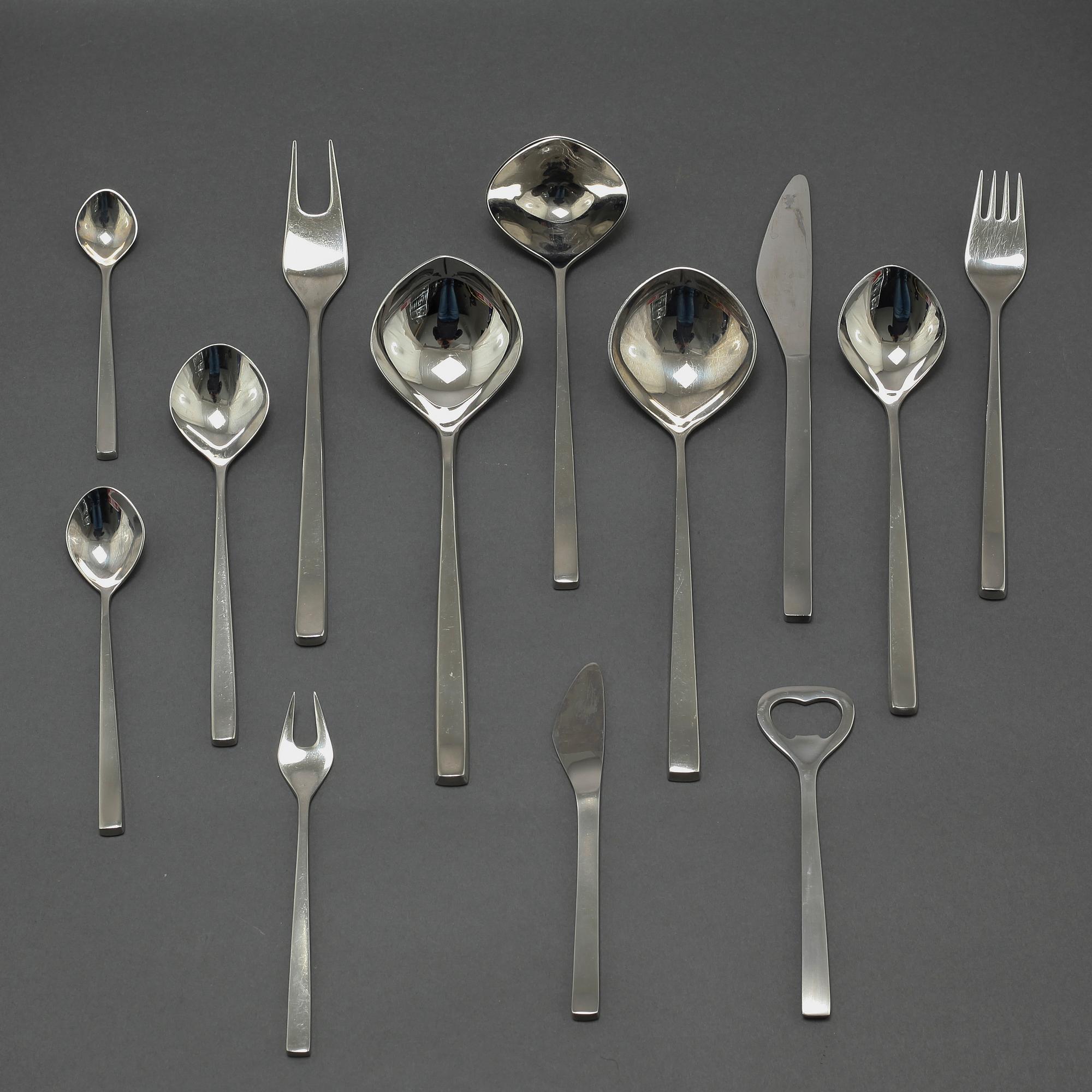 45 items of cutlery, designed by Tias Eckhoff for Gense/Dansk Knivfabrik in Lundtofte, 20th century.