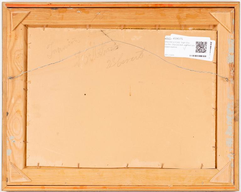 OSCAR LYCKE.  Olja på duk uppfäst på papp-pannå. Signerad Osc Lycke.