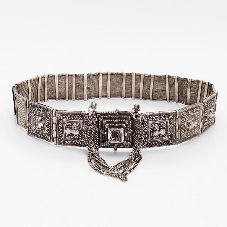 Skärp, silver, Tamil Nadu, Sydindien 1800-talets slut.