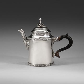 1002. A Finnish 18th century silver tea-pot, marks of Carl Fredrik Borgström, Åbo 1780.