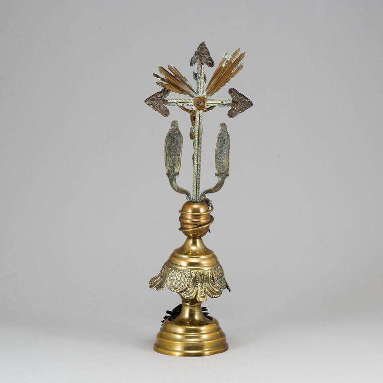 A 19th century brass and copper crucifix.