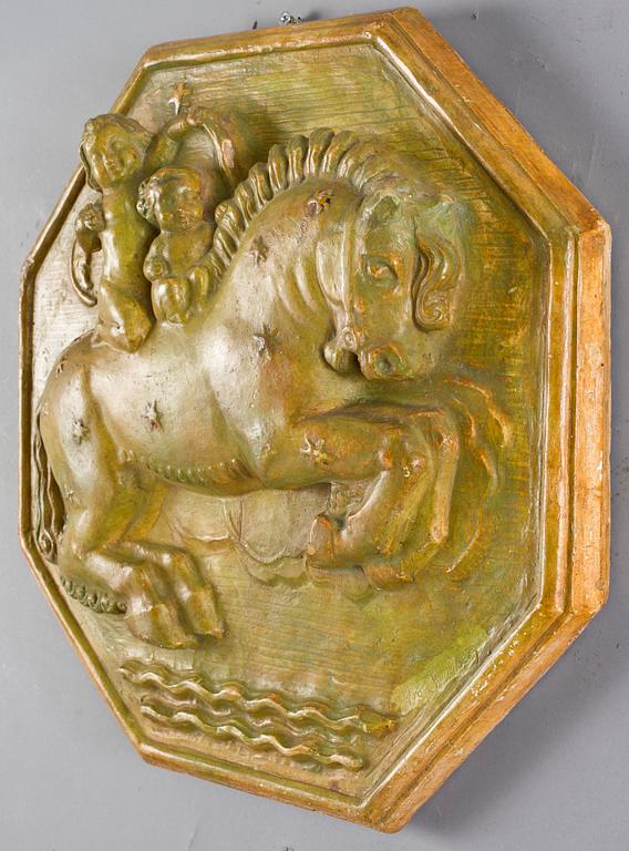 ARON SANDBERG, bemålad gips, Art Deco, 1920-tal. Sign.