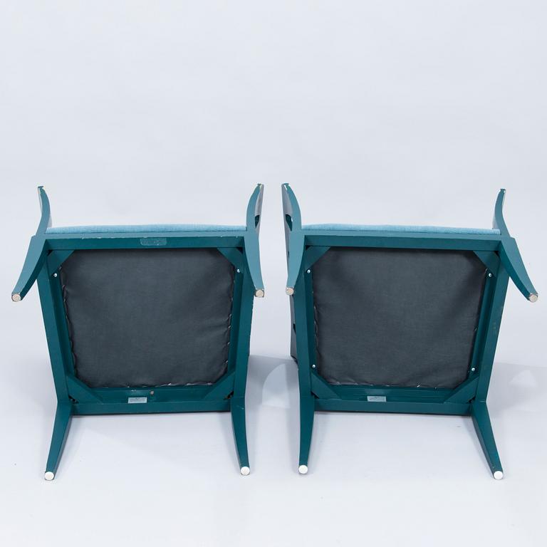A pair of "Blue Chair" armchairs by Eliel Saarinen, Adelta, Finland 1983.