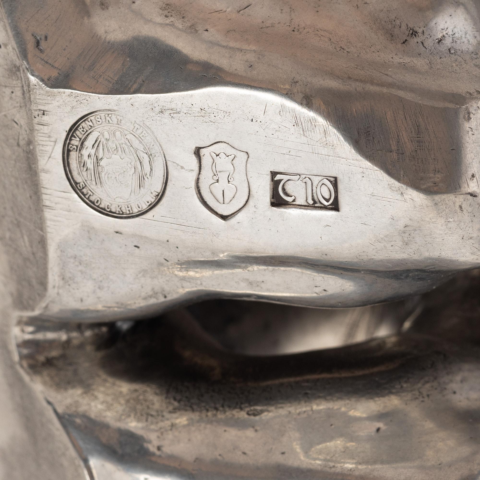 Anna Petrus, skulptur, lejon, tenn, Firma Svenskt Tenn, Stockholm 1993.