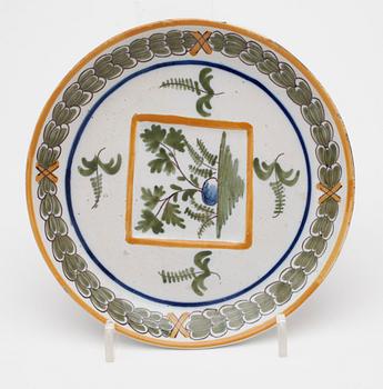SERVISDELAR, 7 st, lergods, empire, sannolikt Frankrike, 1800-tal.